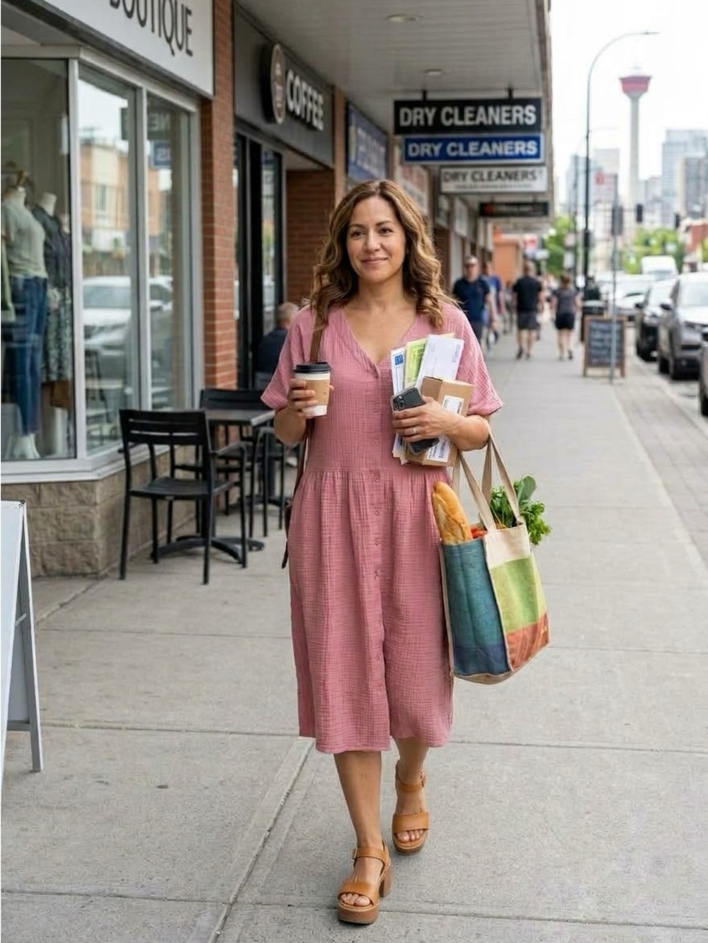 George Pink Button Down Front Midi Dress Size Medium NWT